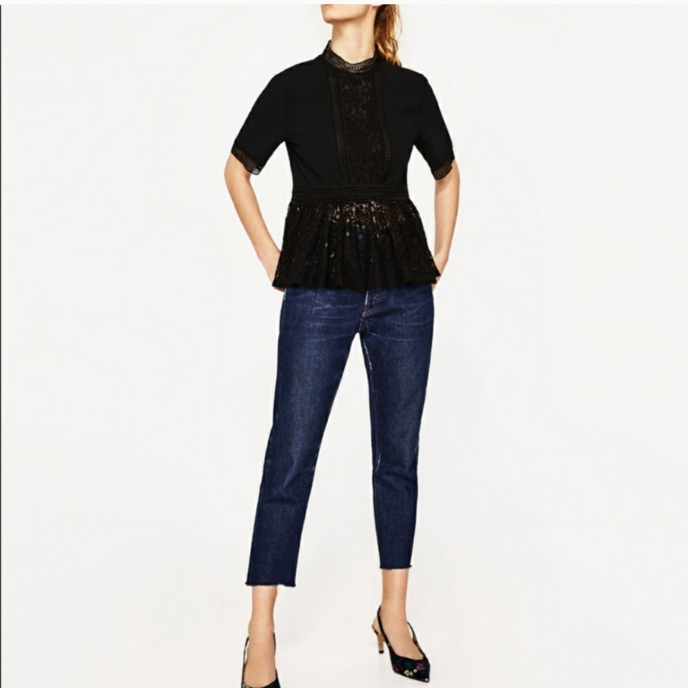 Zara peplum lace top